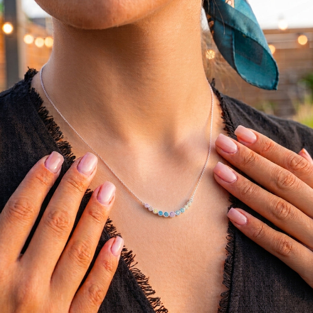Luxuriant-Lab Grown Multi Colour Diamond (SI-G/H ) Necklace (Size - 20) in Rhodium Overlay Sterling Silver 1.00 Ct._8514439_3