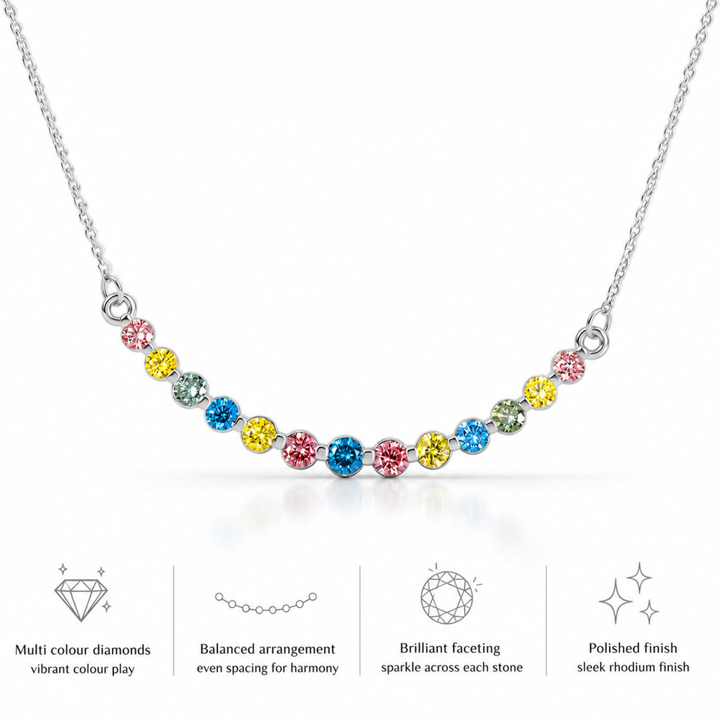 Luxuriant-Lab Grown Multi Colour Diamond (SI-G/H ) Necklace (Size - 20) in Rhodium Overlay Sterling Silver 1.00 Ct._8514439_5