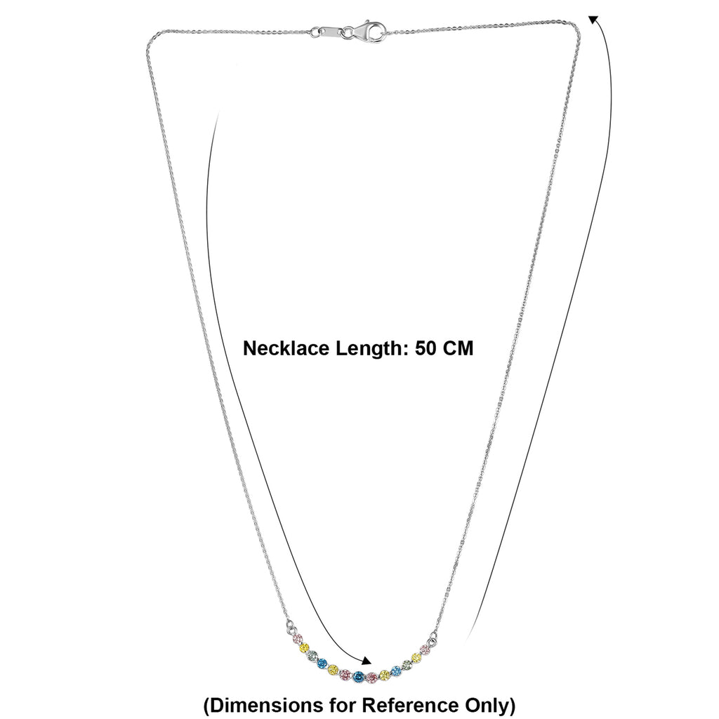 Luxuriant-Lab Grown Multi Colour Diamond (SI-G/H ) Necklace (Size - 20) in Rhodium Overlay Sterling Silver 1.00 Ct._8514439_7