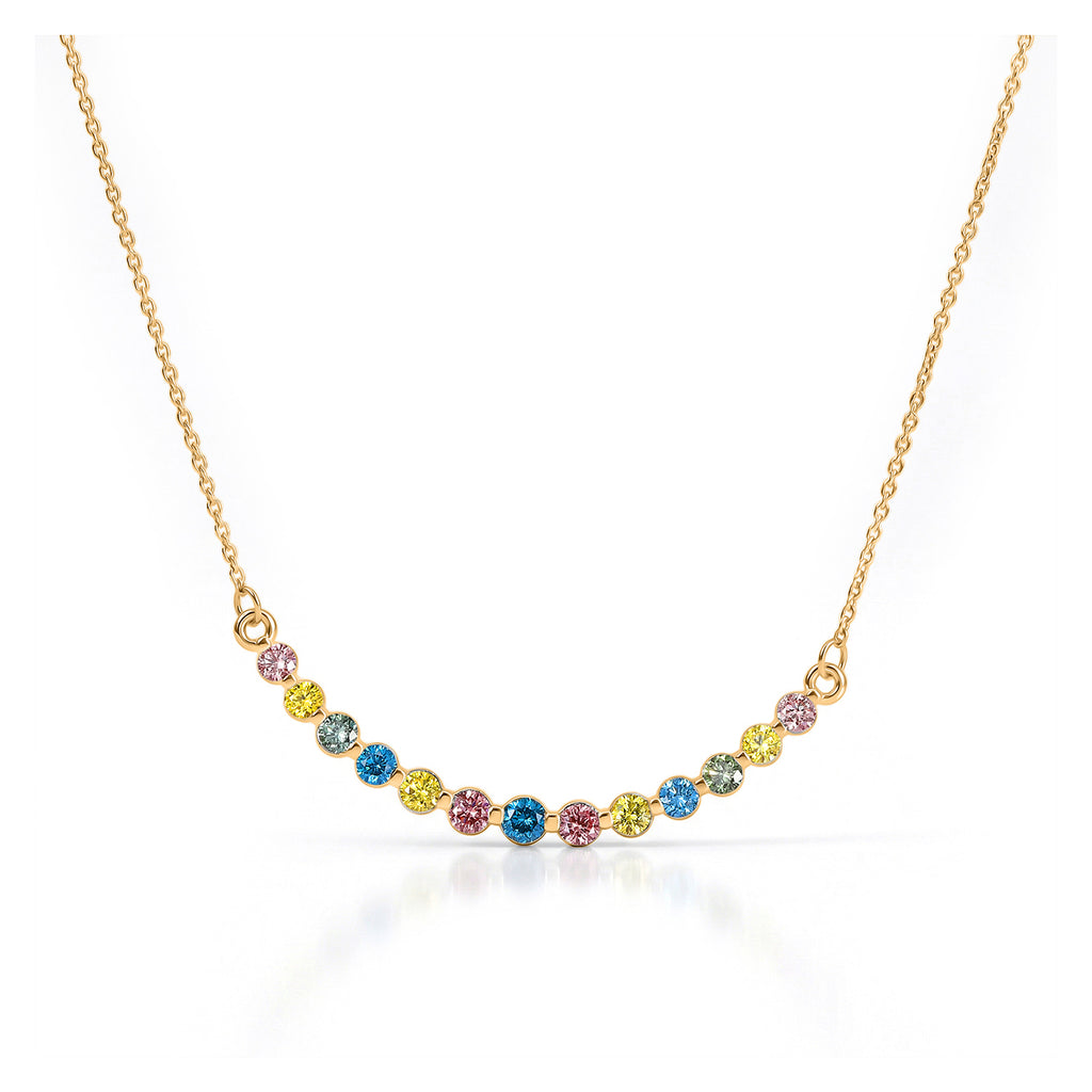 Luxuriant - Lab Grown Multi Colour Diamond (SI-G/H) Necklace (Size - 20) in 18K Vermeil Yellow Gold Plated Sterling Silver 1.00 Ct._8514440