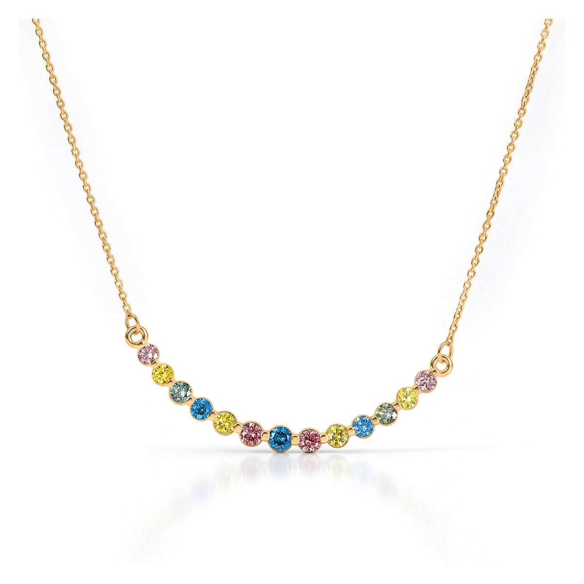 LUXURIANT 0.96 Ct. Multi Colour Lab Grown Diamond Necklace (Size - 20) in 18K Vermeil Yellow Gold Over Sterling Silver (SI-G-H) 8514440 0