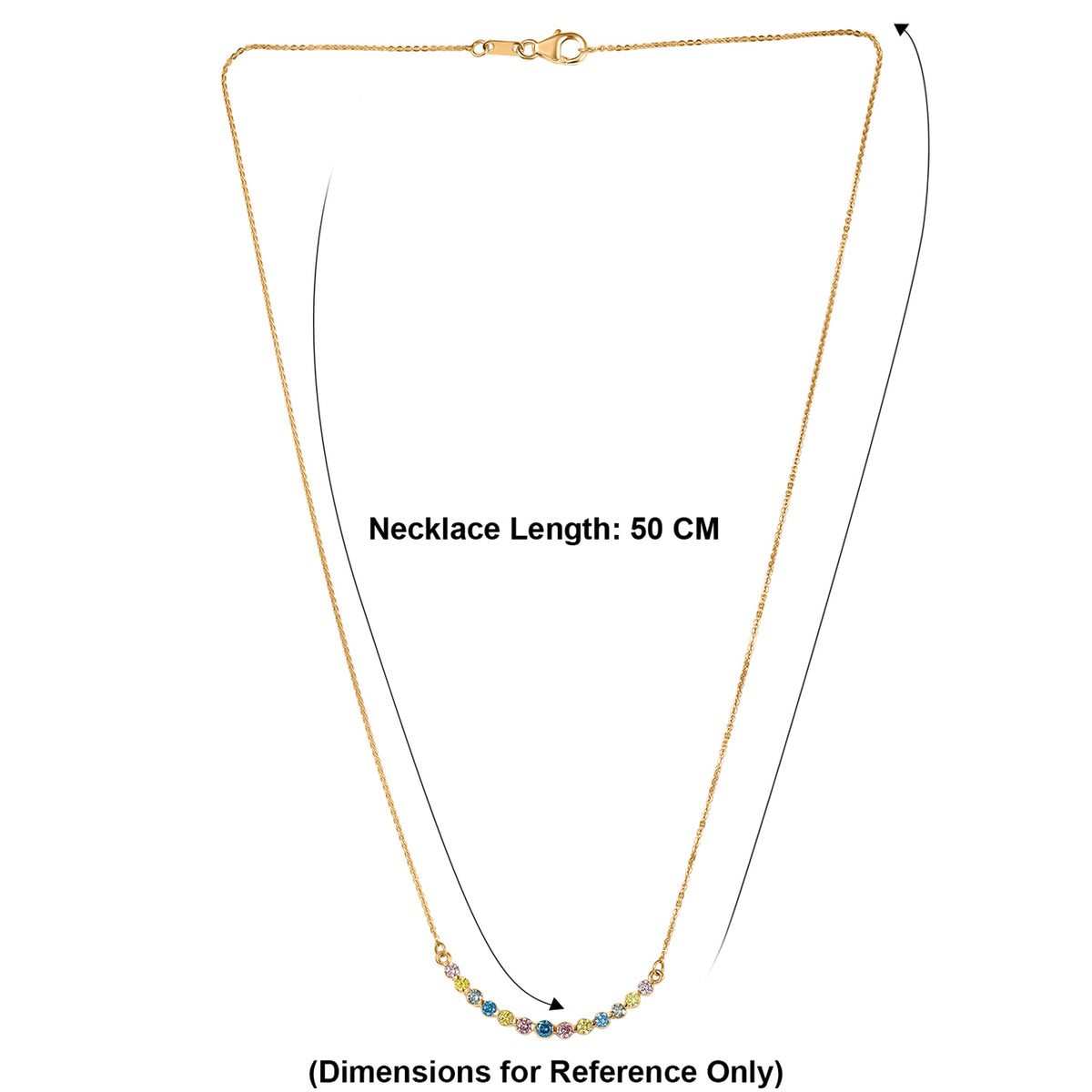 LUXURIANT 0.96 Ct. Multi Colour Lab Grown Diamond Necklace (Size - 20) in 18K Vermeil Yellow Gold Over Sterling Silver (SI-G-H) 8514440 8