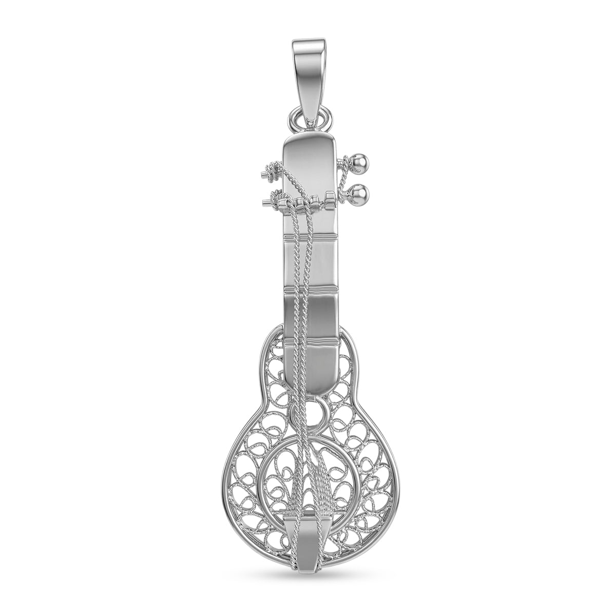 Royal Bali Collection - Sterling Silver Guitar Design Pendant 8514544 0