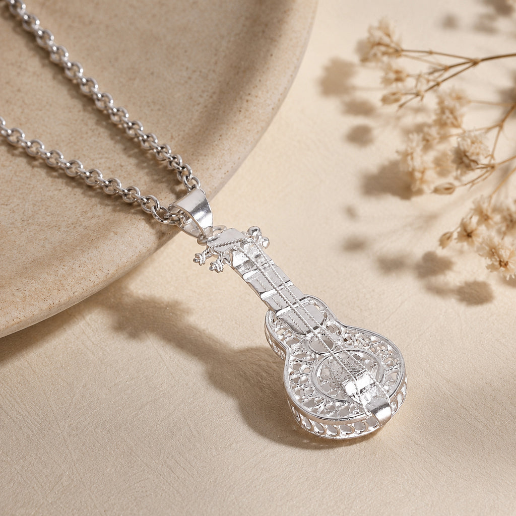 Royal Bali Collection - Sterling Silver Guitar Design Pendant_8514544_1