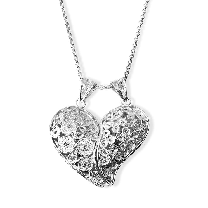 Royal Bali Collection - Sterling Silver Filigree Split Heart Pendant, Silver Wt. 10.80 Gms 8514545 1
