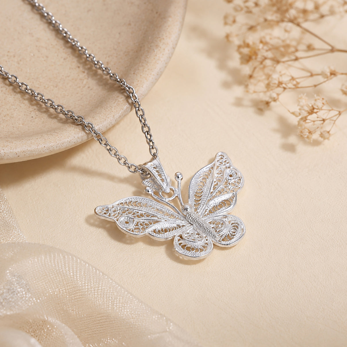 Royal Bali Collection - Sterling Silver Butterfly Pendant 8514549 2