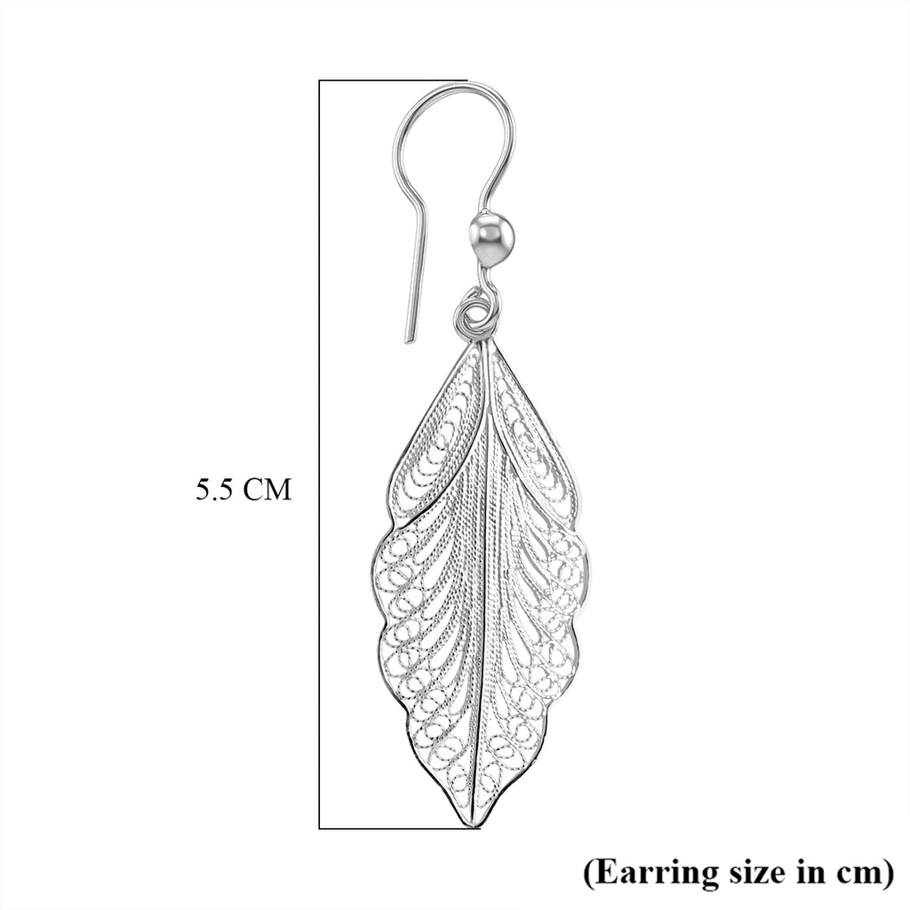 Royal Bali Collection - Sterling Silver Leaf Design Earring with Hook_8514551_3
