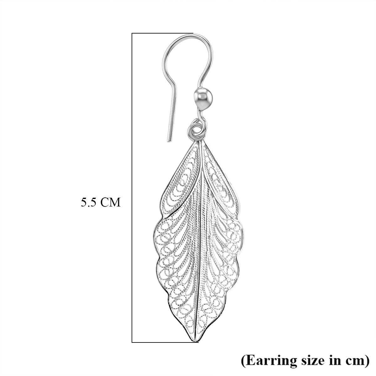 Royal Bali Collection - Sterling Silver Leaf Design Earring with Hook V32516659 4