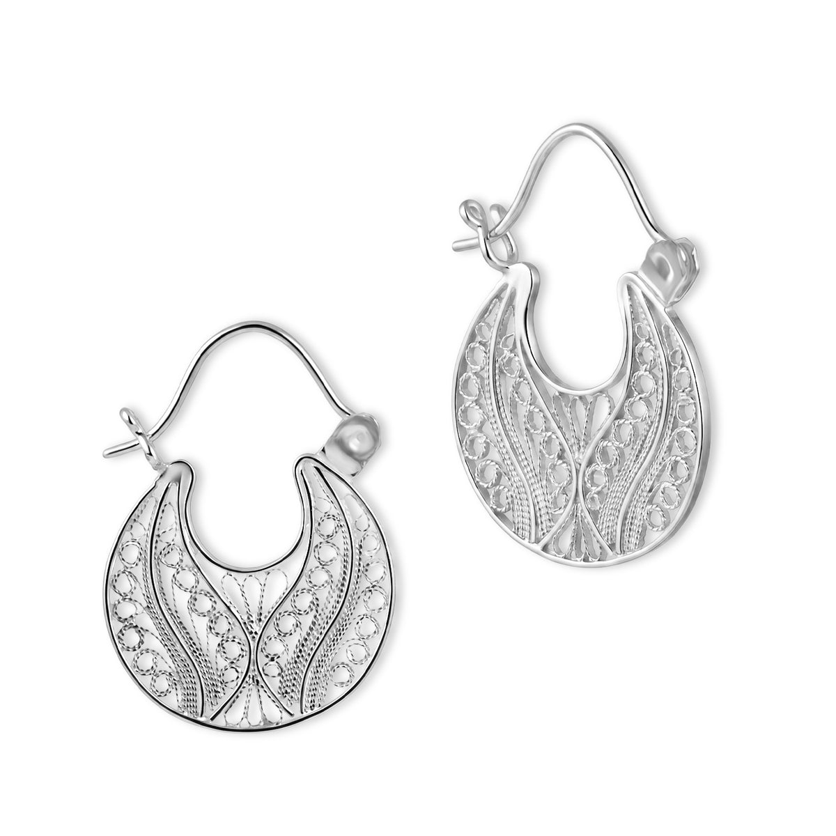Royal Bali Collection - Sterling Silver Filigree Hoop Earring with Clasp V32516588 0