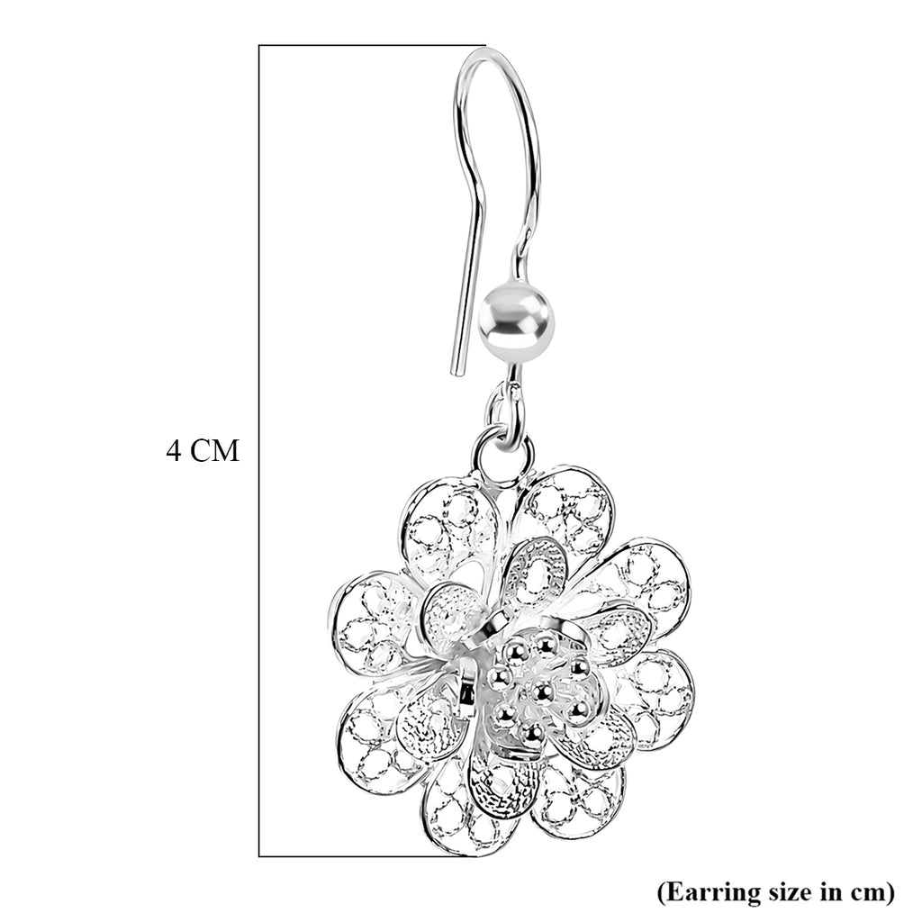 Royal Bali Collection - Sterling Silver Floral Earring with Hook_8514570_4