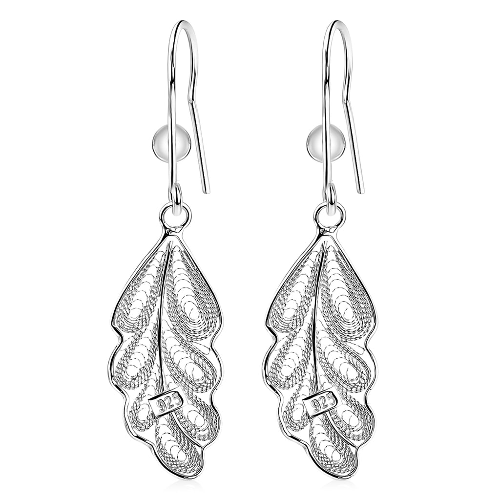 Royal Bali Collection - Sterling Silver Leaf Design Earring with Hook_8514571_3