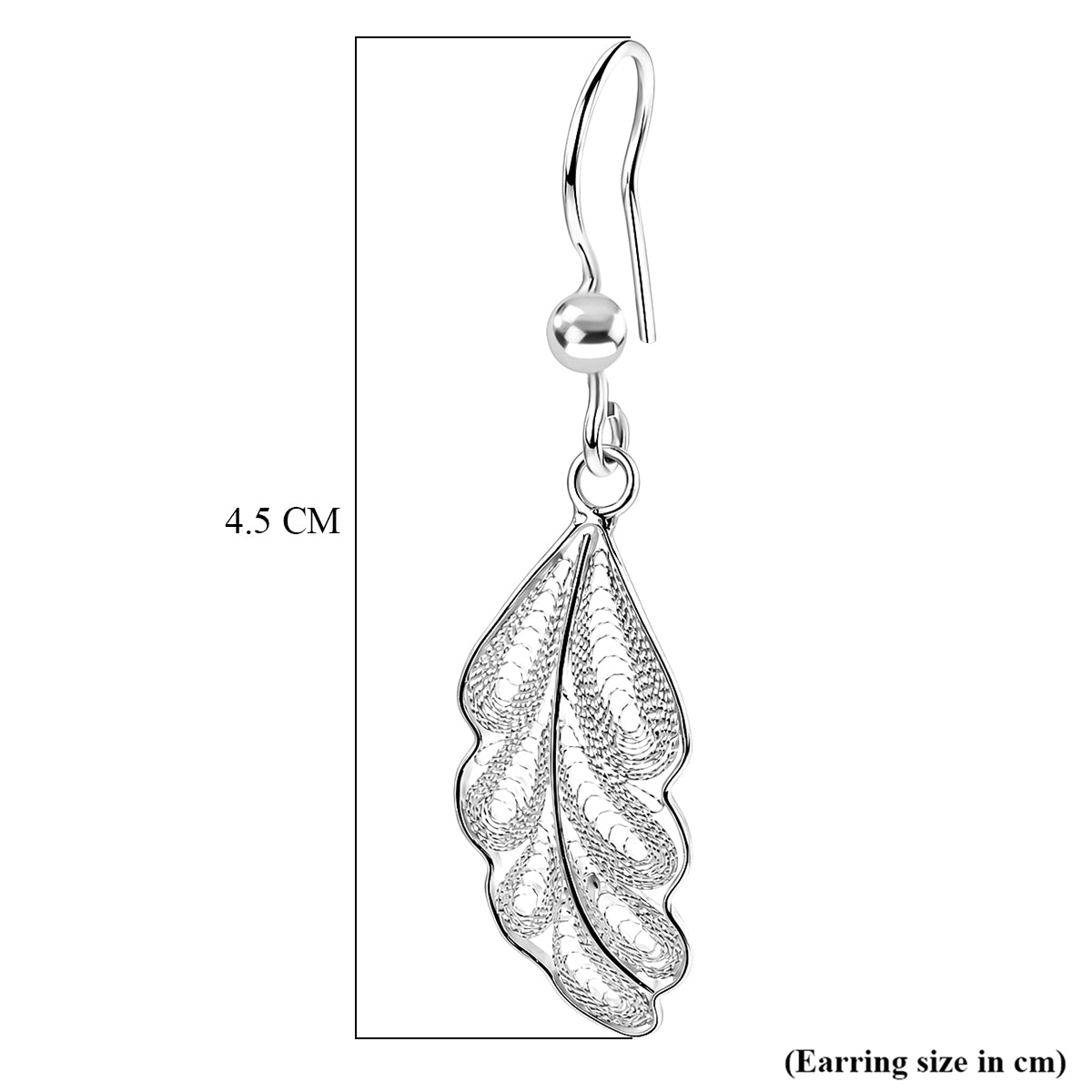 Royal Bali Collection - Sterling Silver Leaf Design Earring with Hook V32516821 5