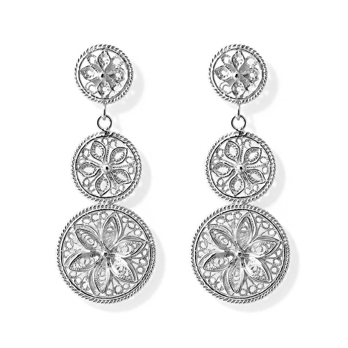 Royal Bali Collection - Floral Dangling Earring with Push Back in Sterling Silver 8514574 1