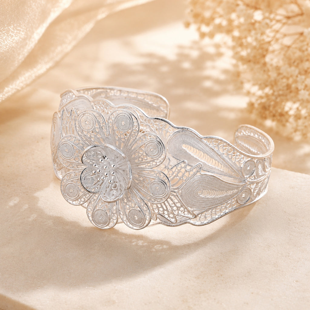 Royal Bali Collection - Sterling Silver Cuff Bangle (Size - 7.5), Silver Wt. 34.00 Gms_8514634_1