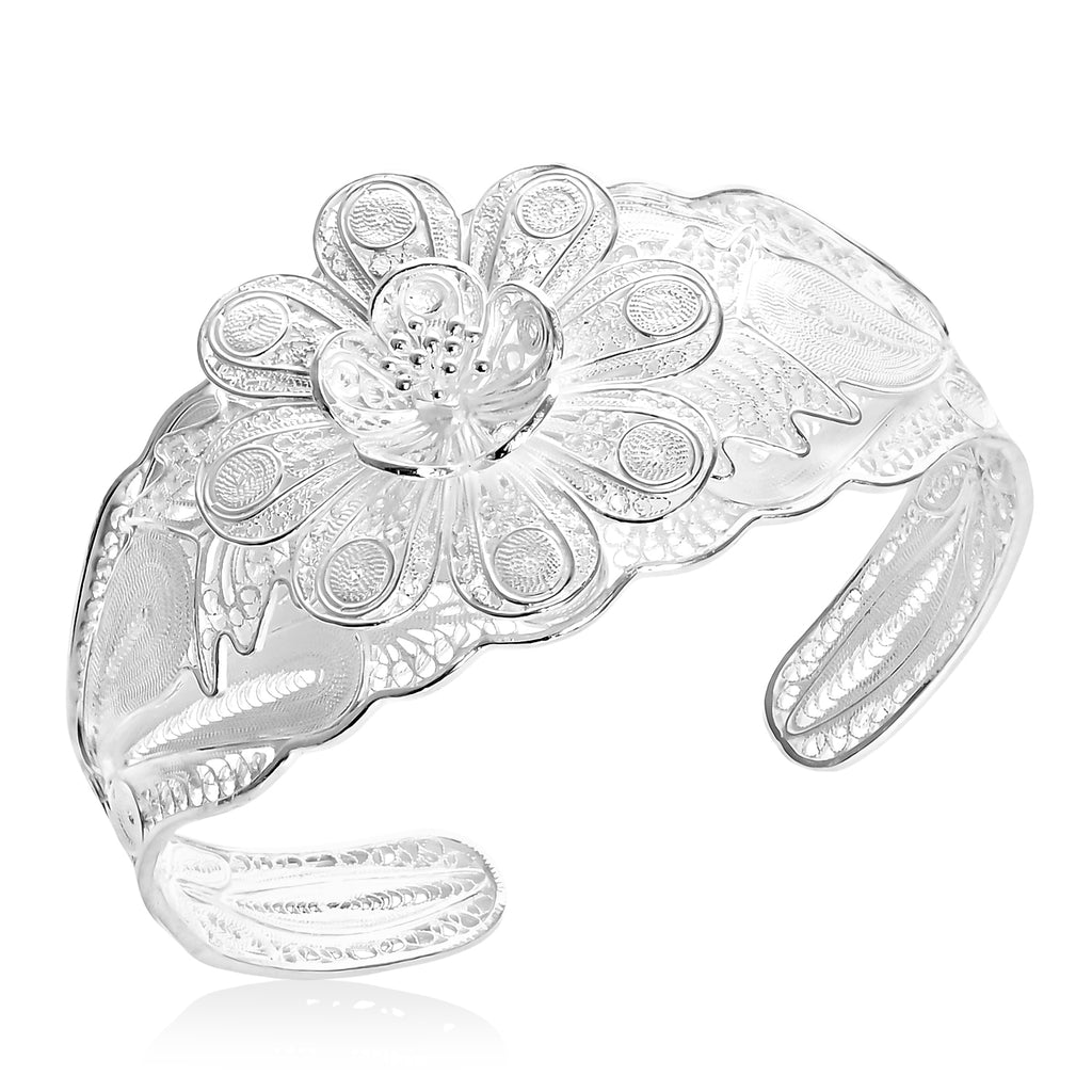Royal Bali Collection - Sterling Silver Cuff Bangle (Size - 7.5), Silver Wt. 34.00 Gms_8514634_3