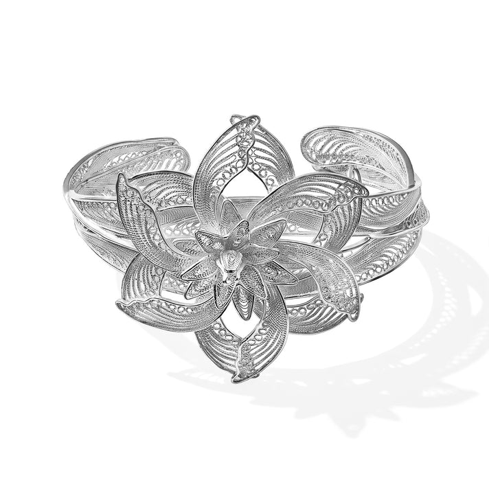 Royal Bali Collection - Floral Bangle (Size - 7.5) in Sterling Silver, Silver Wt. 30.30 Gms 8514647 1