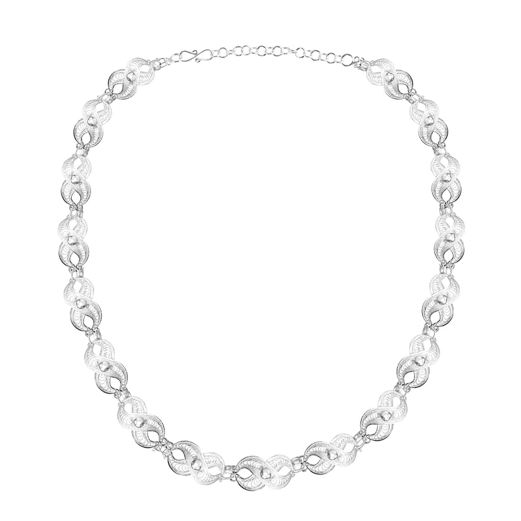 Royal Bali Collection - Handmade Tarakashi Filigree Sterling Silver Necklace (Size - 20)_8514652