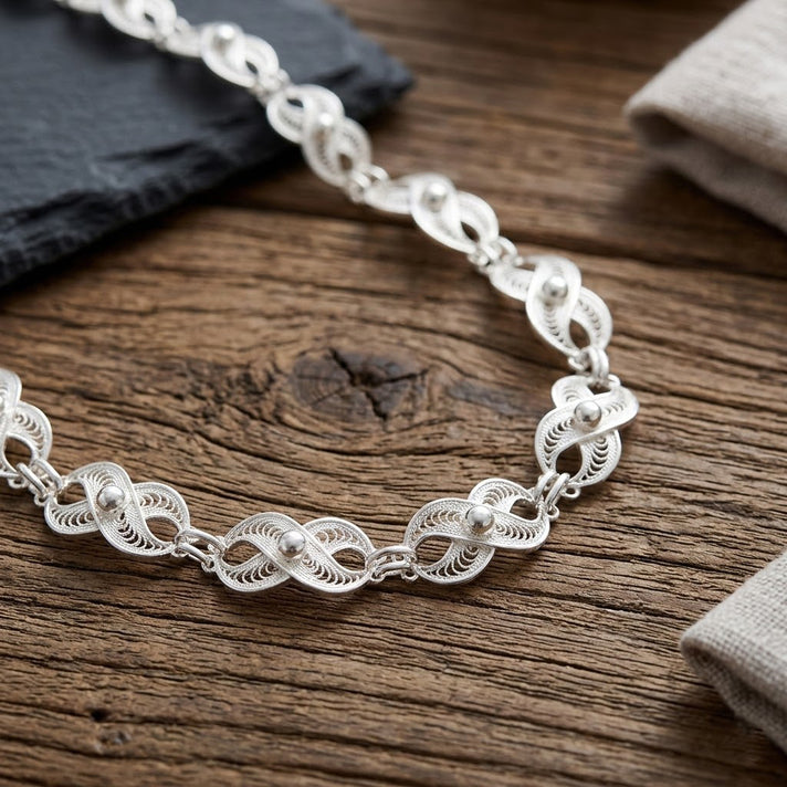 Royal Bali Collection - Handmade Tarakashi Filigree Sterling Silver Necklace (Size - 20) 8514652 2