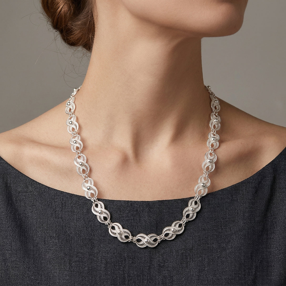 Royal Bali Collection - Handmade Tarakashi Filigree Sterling Silver Necklace (Size - 20) 8514652 3