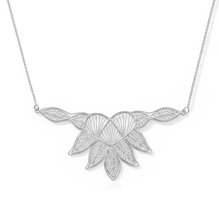 Royal Bali Collection - Sterling Silver Leaf Cluster Necklace (Size - 18+2 Ext) 8514660 1