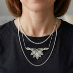 Royal Bali Collection - Sterling Silver Leaf Cluster Necklace (Size - 18+2 Ext)_8514660_2