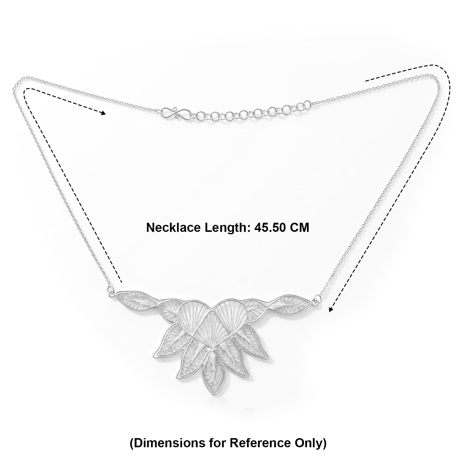 Royal Bali Collection - Sterling Silver Leaf Cluster Necklace (Size - 18-2 Ext) 8514660 5