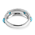 Royal Bali Collection - D'Joy Sleeping Beauty Turquoise Sterling Silver Floral Band Ring 0.50 Ct._8515021_4
