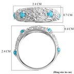 Royal Bali Collection - D'Joy Sleeping Beauty Turquoise Sterling Silver Floral Band Ring 0.50 Ct._8515022_5