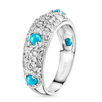 Royal Bali Collection - D'Joy Sleeping Beauty Turquoise Sterling Silver Floral Band Ring 0.50 Ct._8515026_3