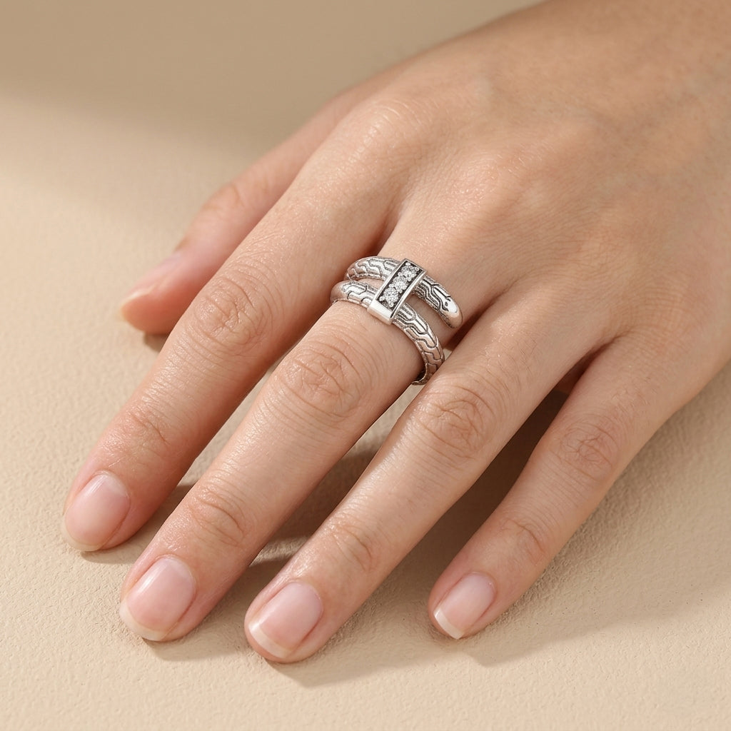 Luxuriant - Lab Grown Diamond Sterling Silver Trilogy Ring_8515061_1