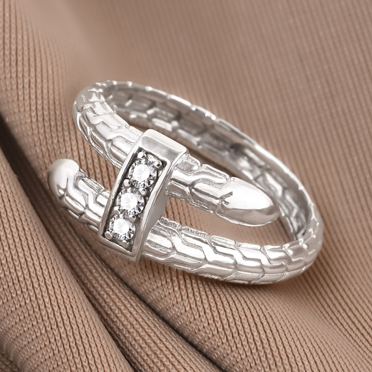Luxuriant - Luxuriant - Royal Bali Warrior Lab Grown Diamond Sterling Silver Trilogy Ring V32605843 3