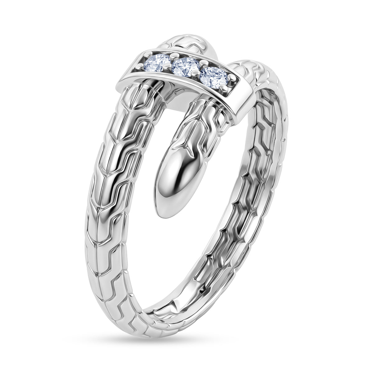 Luxuriant - Luxuriant - Royal Bali Warrior Lab Grown Diamond Sterling Silver Trilogy Ring V32605843 4