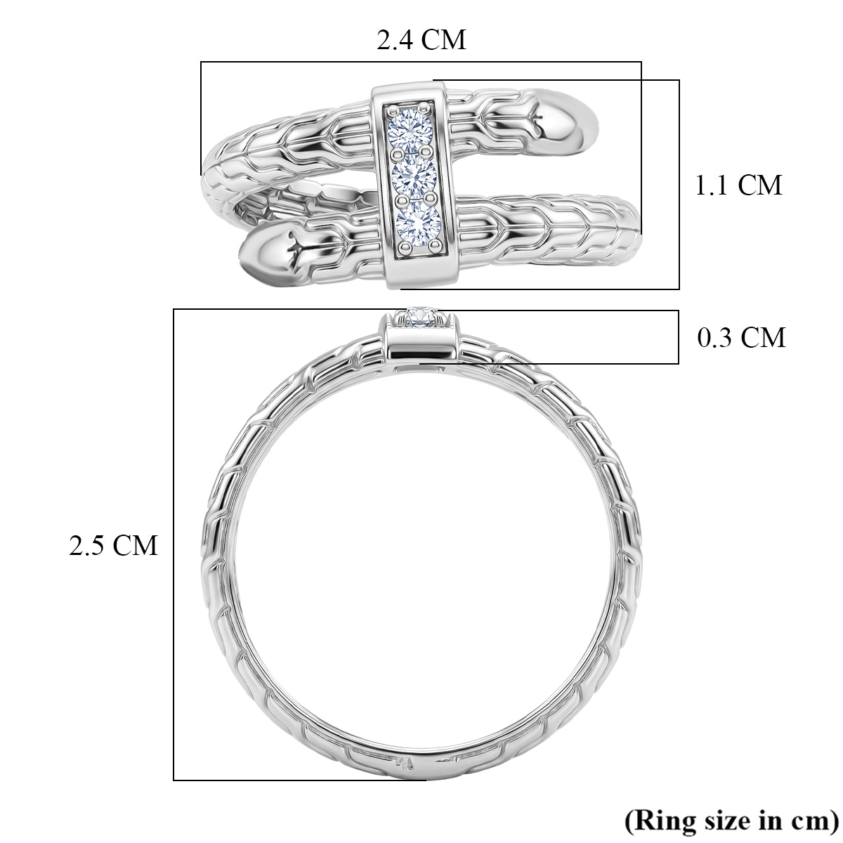 Luxuriant - Luxuriant - Royal Bali Warrior Lab Grown Diamond Sterling Silver Trilogy Ring V32605843 6