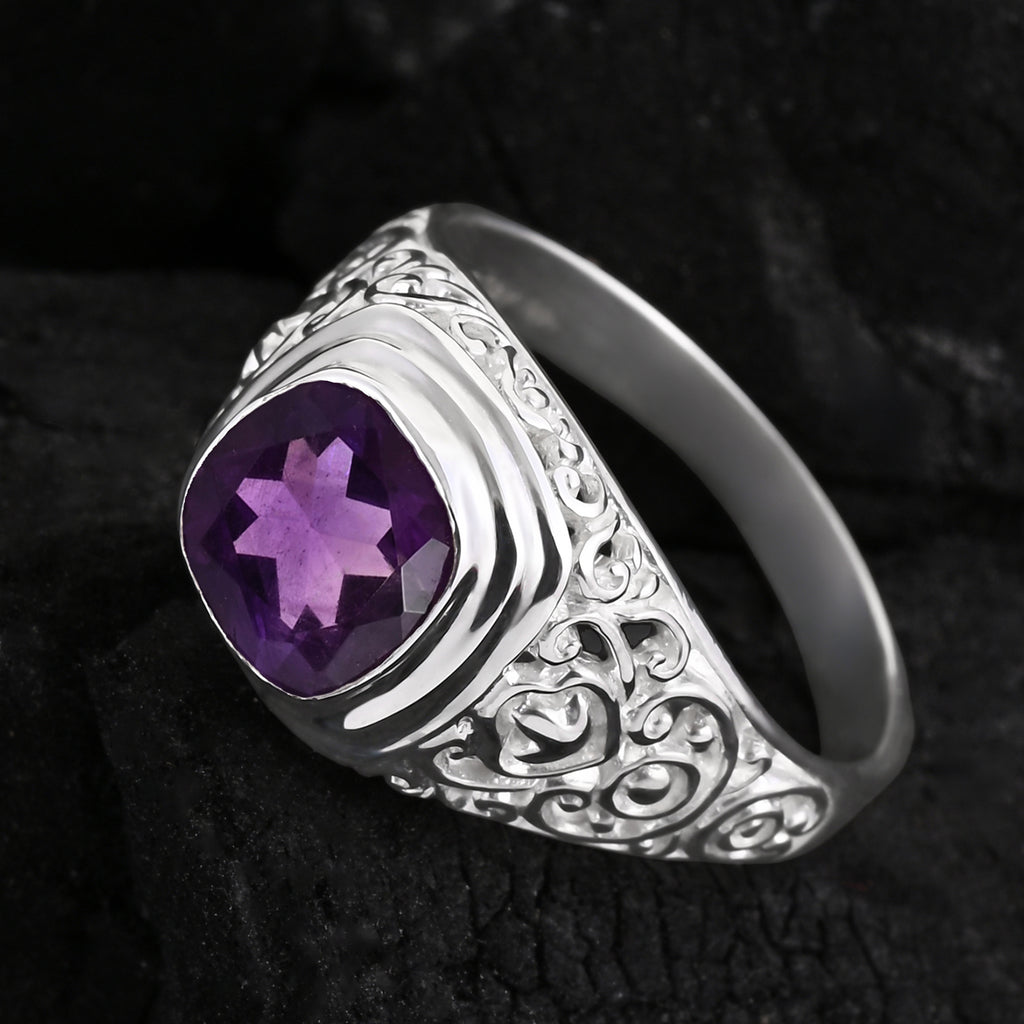Royal Bali Collection - D'Joy African Amethyst Sterling Silver Solitaire Ring 2.13 Ct._8515073_2