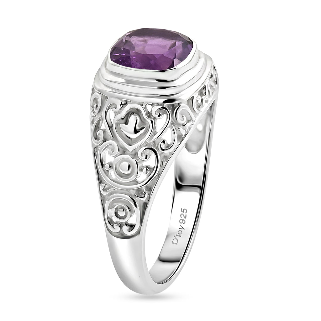 Royal Bali Collection - D'Joy African Amethyst Sterling Silver Solitaire Ring 2.13 Ct._8515073_3