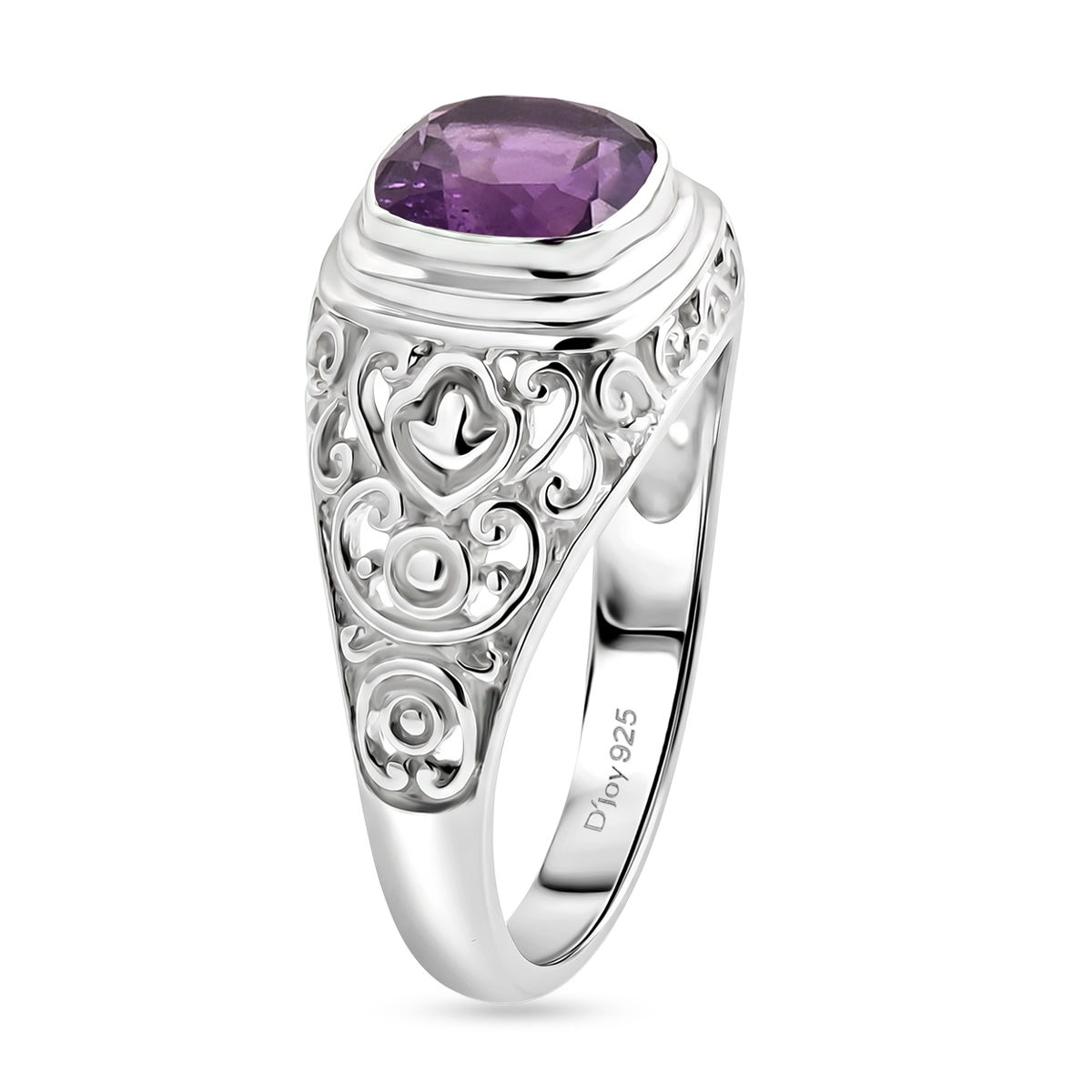Royal Bali Collection - D'Joy African Amethyst Sterling Silver Solitaire Ring 2.13 Ct. 8515073 4