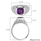 Royal Bali Collection - D'Joy African Amethyst Sterling Silver Solitaire Ring 2.13 Ct._8515073_5