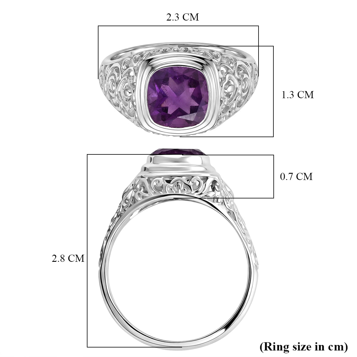 Royal Bali Collection - D'Joy African Amethyst Sterling Silver Solitaire Ring 2.13 Ct. 8515073 6