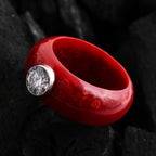 Royal Bali Collection - Moissanite & Red Coral Sterling Silver Band Ring 15.64 Ct._8515081_1