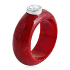 Royal Bali Collection - Moissanite & Red Coral Sterling Silver Band Ring 15.64 Ct._8515081_3
