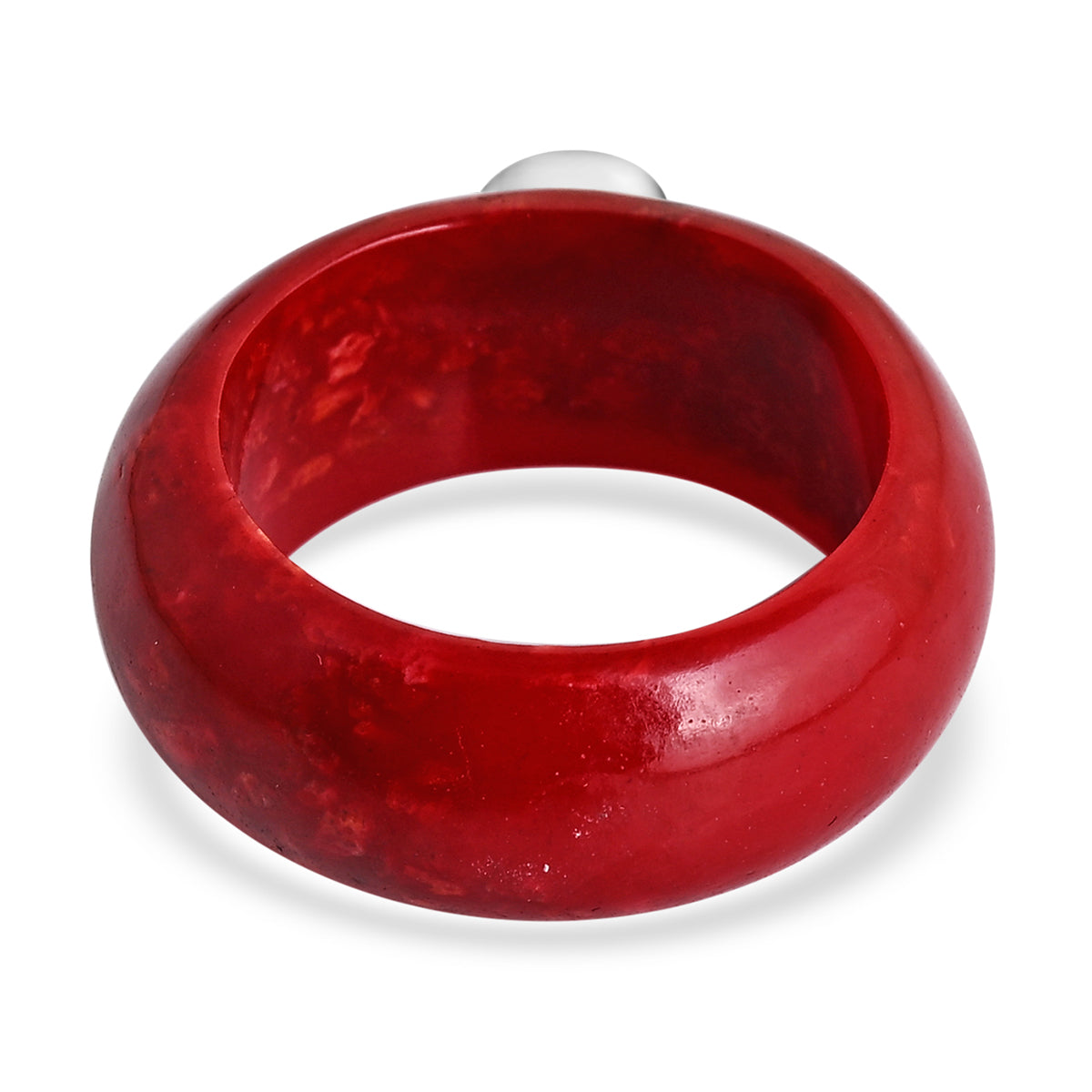 Royal Bali Collection - Moissanite &amp; Red Coral Sterling Silver Solitaire Band Ring 15.64 Ct. 8515081 5