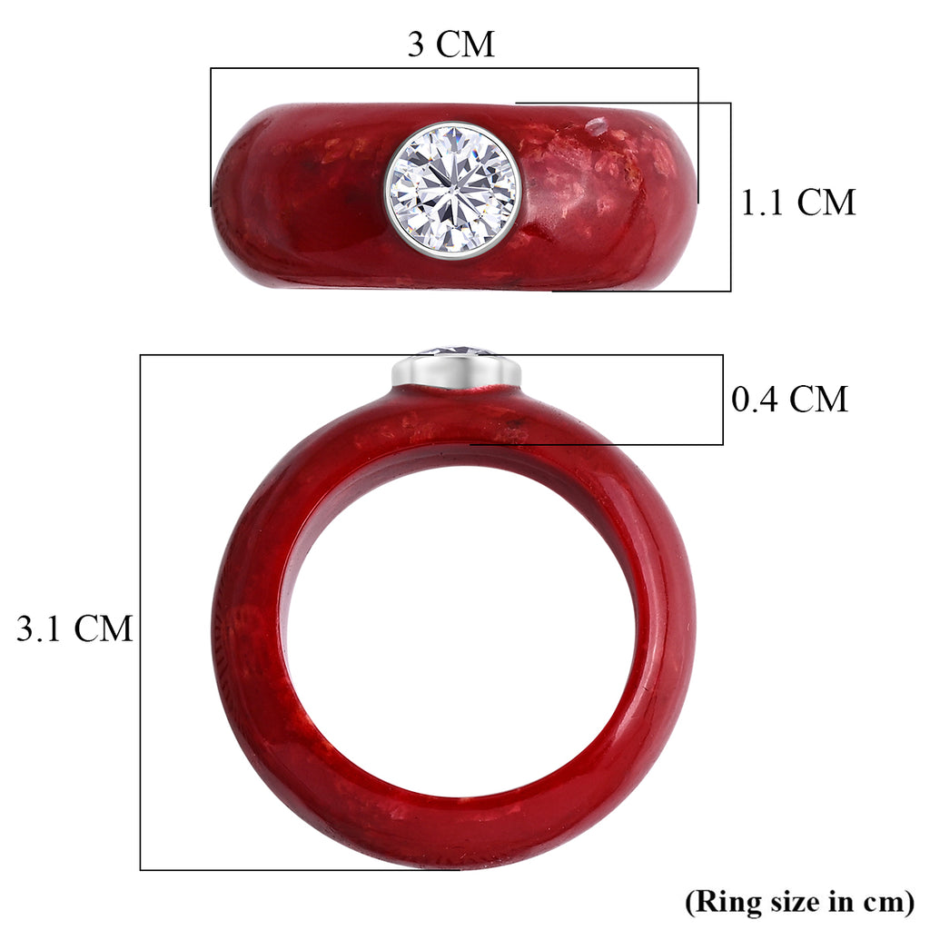 Royal Bali Collection - Moissanite & Red Coral Sterling Silver Band Ring 15.64 Ct._8515081_5