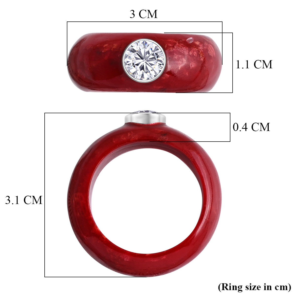 Royal Bali Collection - Moissanite &amp; Red Coral Sterling Silver Solitaire Band Ring 15.64 Ct. 8515081 6