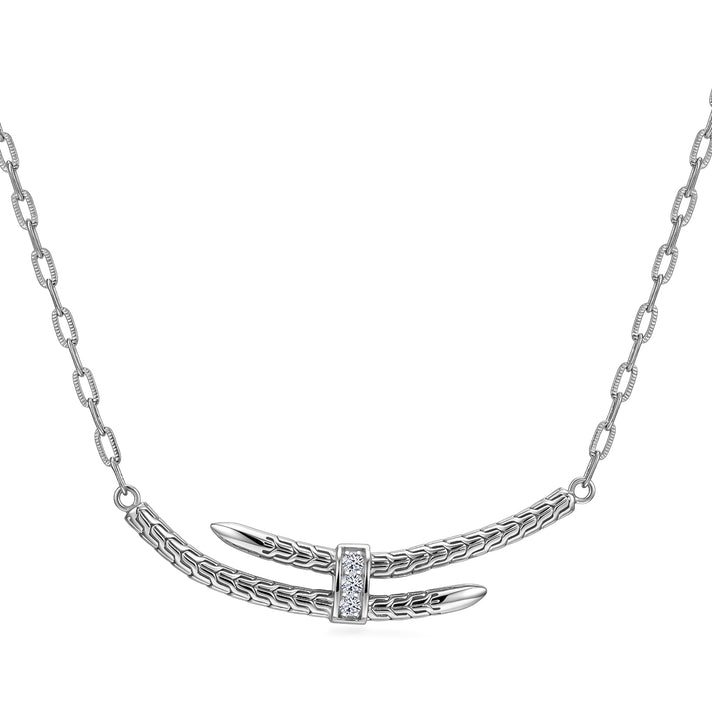 Luxuriant Lab Grown Diamond Serpert Trilogy Chain Necklace in Sterling Silver 8515099 1
