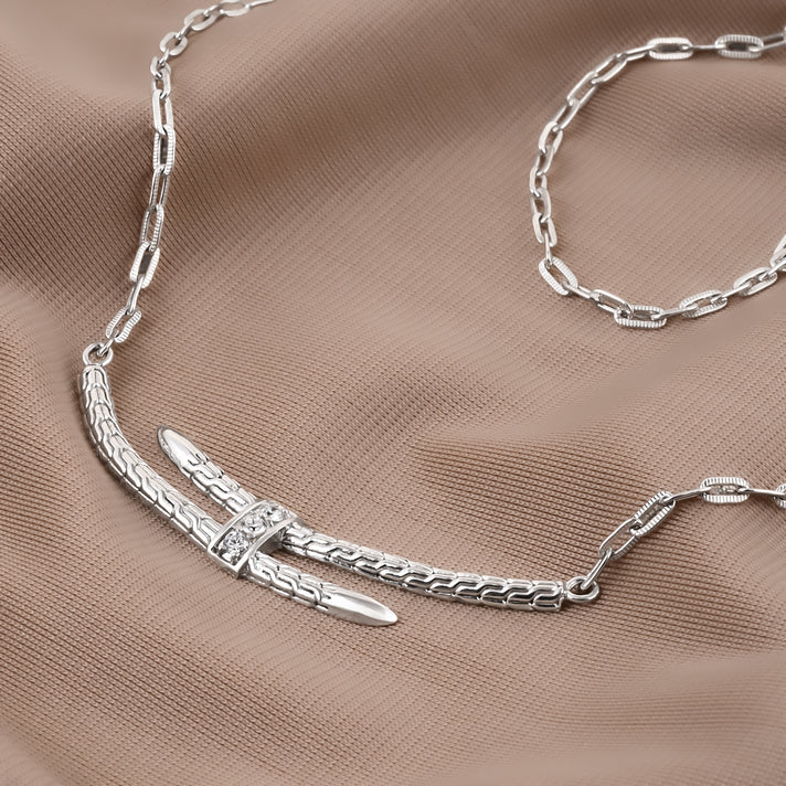 Luxuriant Lab Grown Diamond Serpert Trilogy Chain Necklace in Sterling Silver 8515099 2