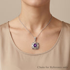 Royal Bali Collection - D'Joy African Amethyst Sterling Silver Cushion Cut Solitaire Pendant 2.13 Ct._8515101_1