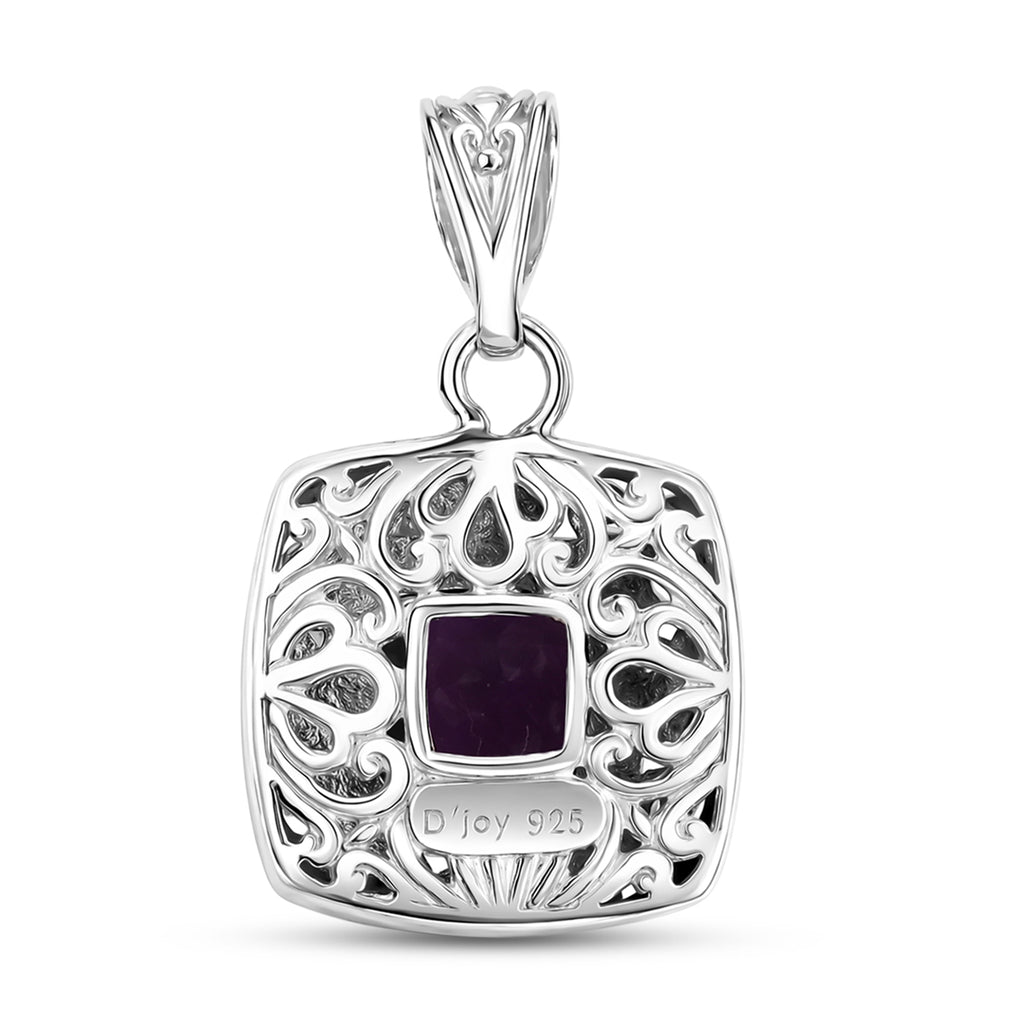Royal Bali Collection - D'Joy African Amethyst Sterling Silver Cushion Cut Solitaire Pendant 2.13 Ct._8515101_4