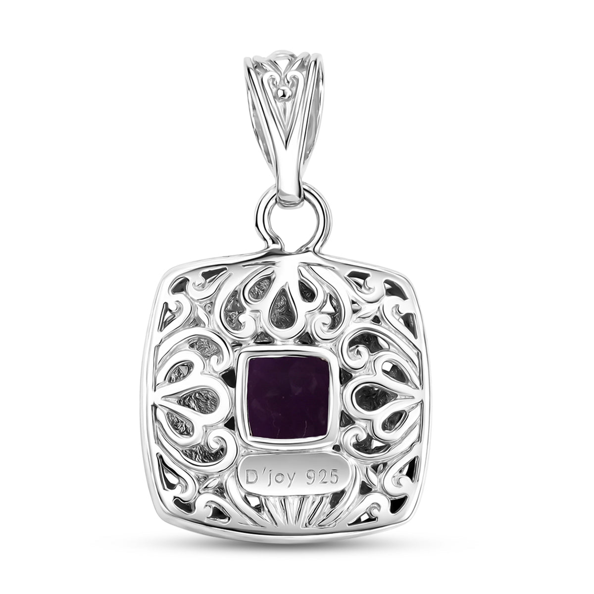 Royal Bali Collection - D'Joy African Amethyst Sterling Silver Cushion Cut Solitaire Pendant 2.13 Ct. 8515101 5