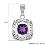 Royal Bali Collection - D'Joy African Amethyst Sterling Silver Cushion Cut Solitaire Pendant 2.13 Ct._8515101_5