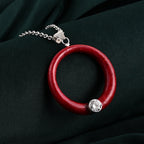 Royal Bali Collection - Moissanite & Red Coral Sterling Silver Circle Pendant 22.60 Ct._8515102_2